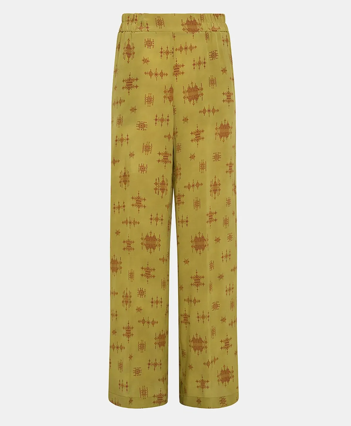 Pantalon En Crepe De Chine Baccarat - Citron Vert/Vin