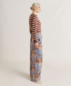 Pantalon En Crepe De Chine Baccarat - Multicolore Ceruleen