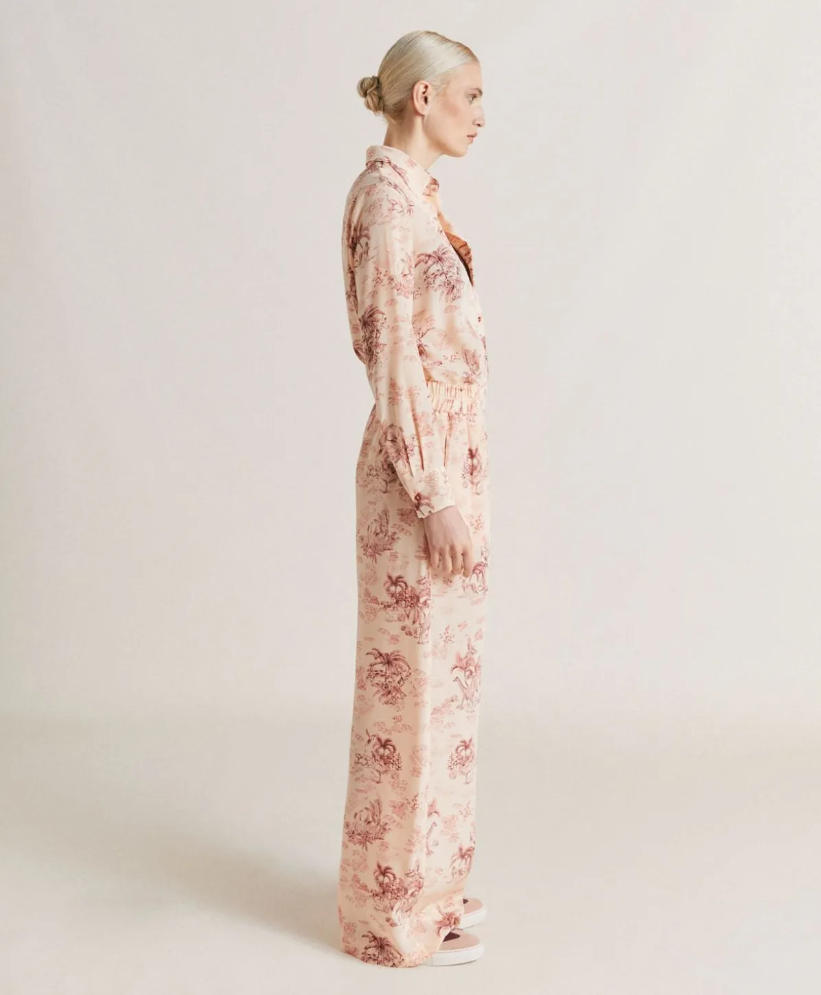 Pantalon En Crepe De Chine Baccarat - Rose/Cerise Noire