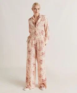 Pantalon En Crepe De Chine Baccarat - Rose/Cerise Noire