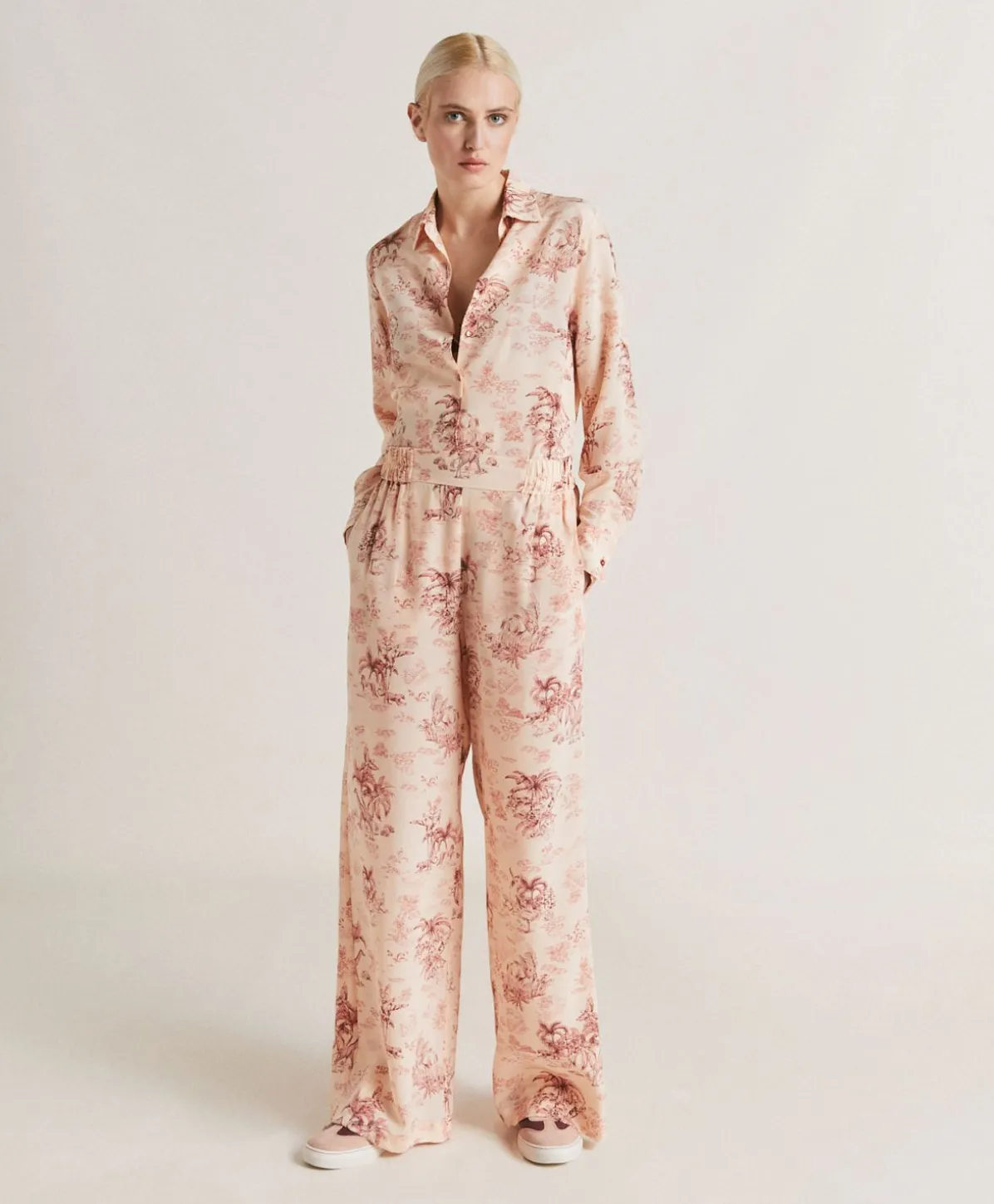 Pantalon En Crepe De Chine Baccarat - Rose/Cerise Noire