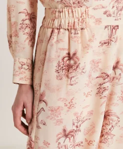 Pantalon En Crepe De Chine Baccarat - Rose/Cerise Noire