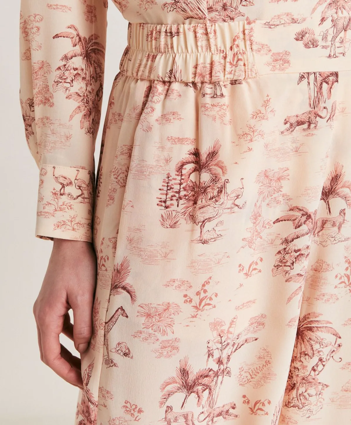 Pantalon En Crepe De Chine Baccarat - Rose/Cerise Noire