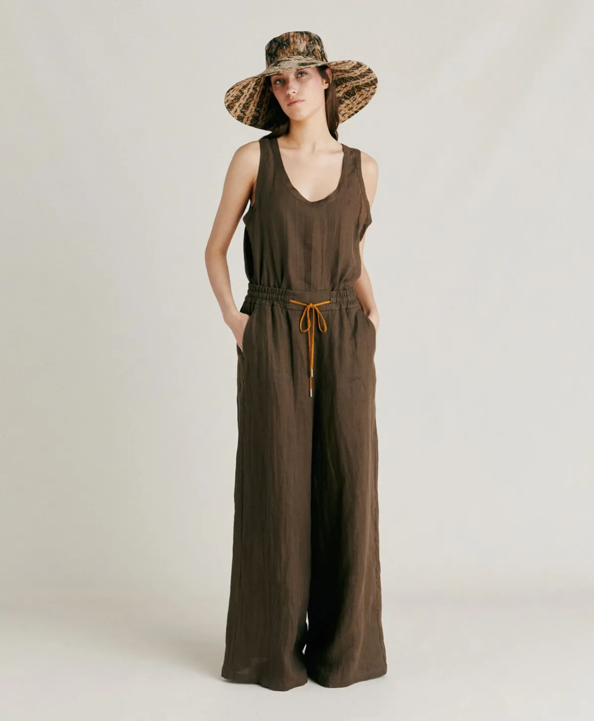 Pantalon En Lin Aliterru - Armee