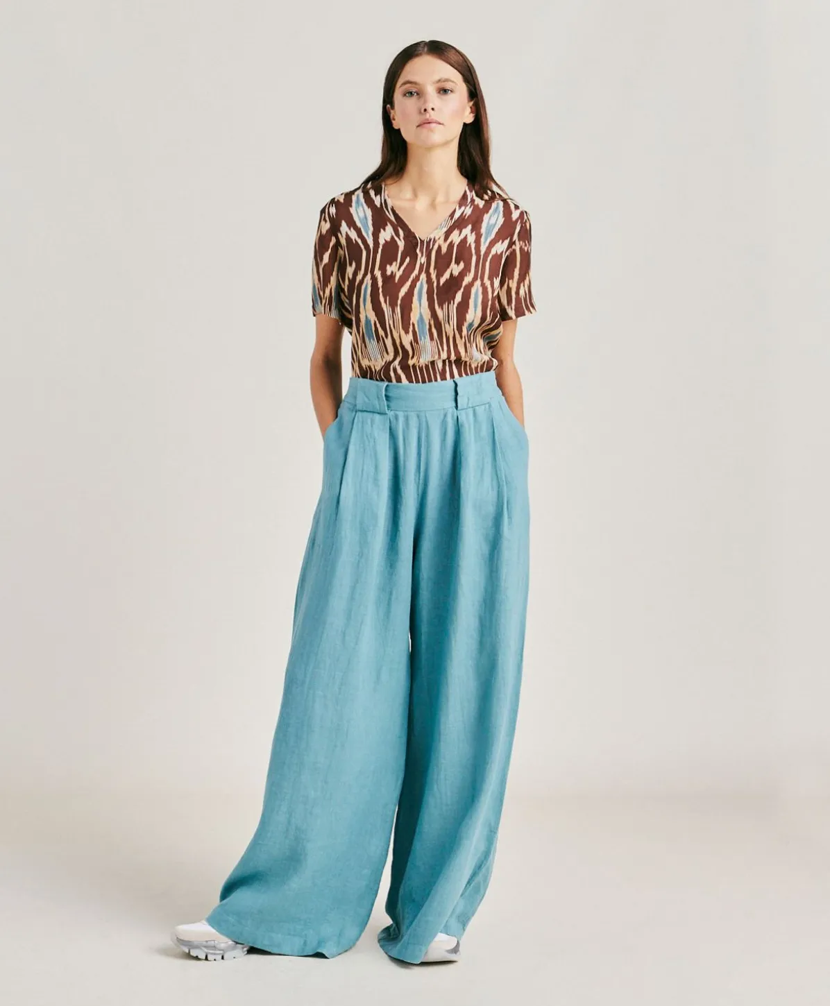 Pantalon En Lin Uni Aspen - Ceruleen