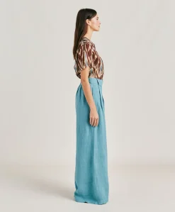 Pantalon En Lin Uni Aspen - Ceruleen