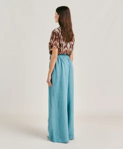 Pantalon En Lin Uni Aspen - Ceruleen