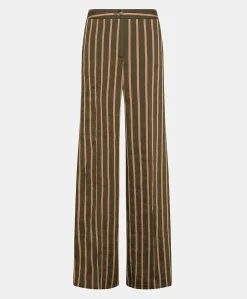 Pantalon En Lin Viscose Raye Candeo - Armee Multicolore