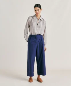 Pantalon En Popeline Grecale - Bleu