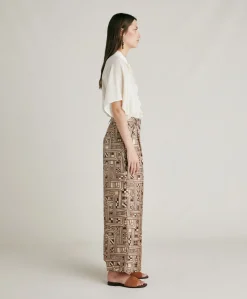 Pantalon En Serge De Soie Magnisi - Beige/Tabac