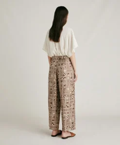 Pantalon En Serge De Soie Magnisi - Beige/Tabac