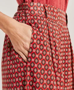 Pantalon En Voile De Coton Imprime Aspen - Rouge