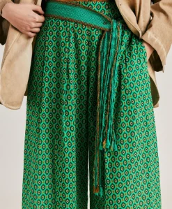 Pantalon En Voile De Coton Imprime Aspen - Emeraude