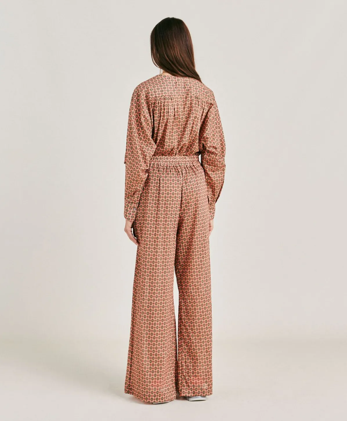 Pantalon En Voile De Coton Imprime Aspen - Corail