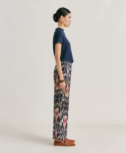 Pantalon Ginepro En Lin Viscose - Bleu Multicolore