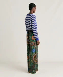 Pantalon Haboutai En Soie Lanzarote - Vert Multicolore