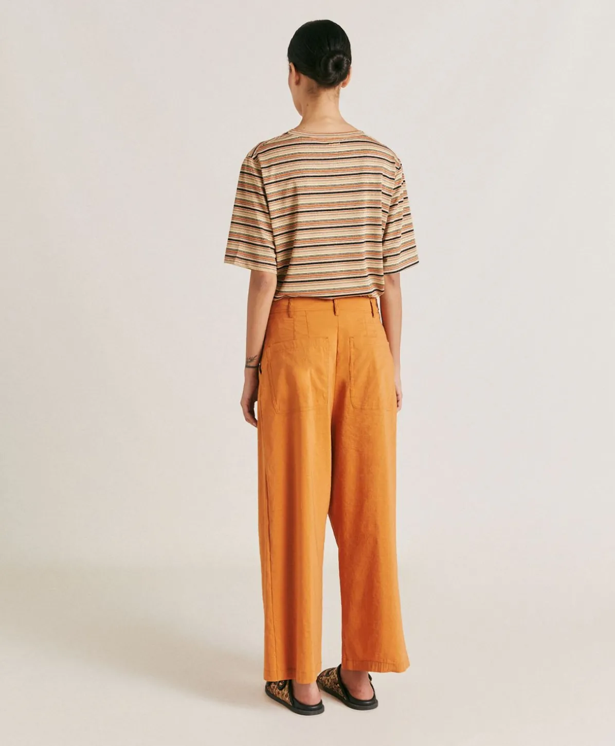 Pantalon Ilda En Lin Coton - Papaye