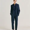 Pantalon Matthieu En Viscose De Lin Elegant - Bleu Nuit