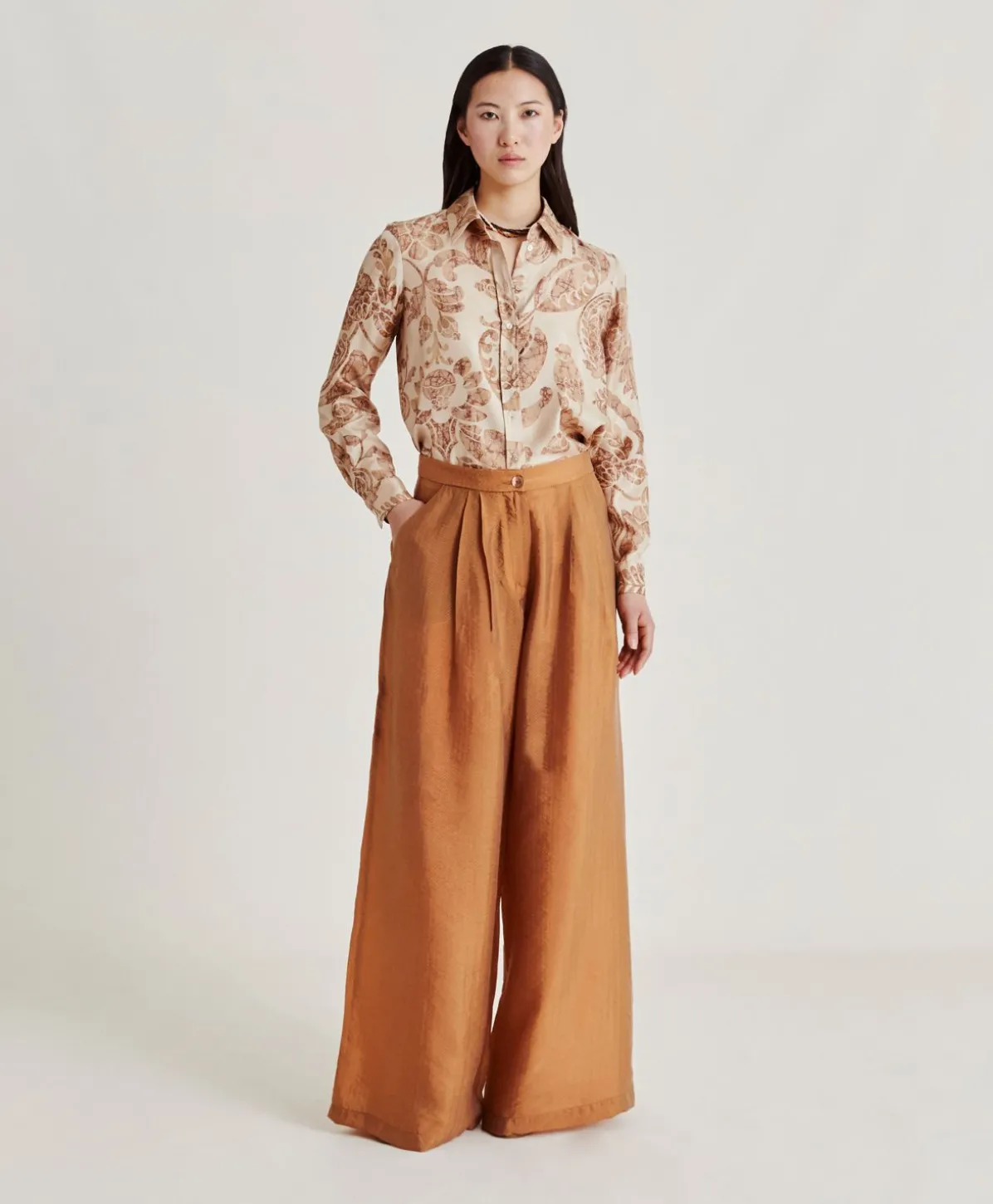 Pantalon Patrice En Jacquard Cupro - Reglisse