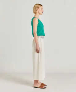 Pantalon Roca En Voile De Coton Brode - Creme