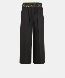 Pantalon Roca En Voile De Coton Brode - Noir