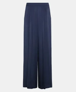 Patrice Bis Pantalon Uni En Soie - Bleu Nuit
