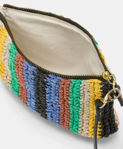Pochette En Raphia Raye Yamir - Multicolore