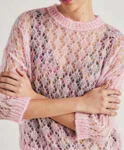 Pull Campanula En Mohair Doux - Rose Bebe