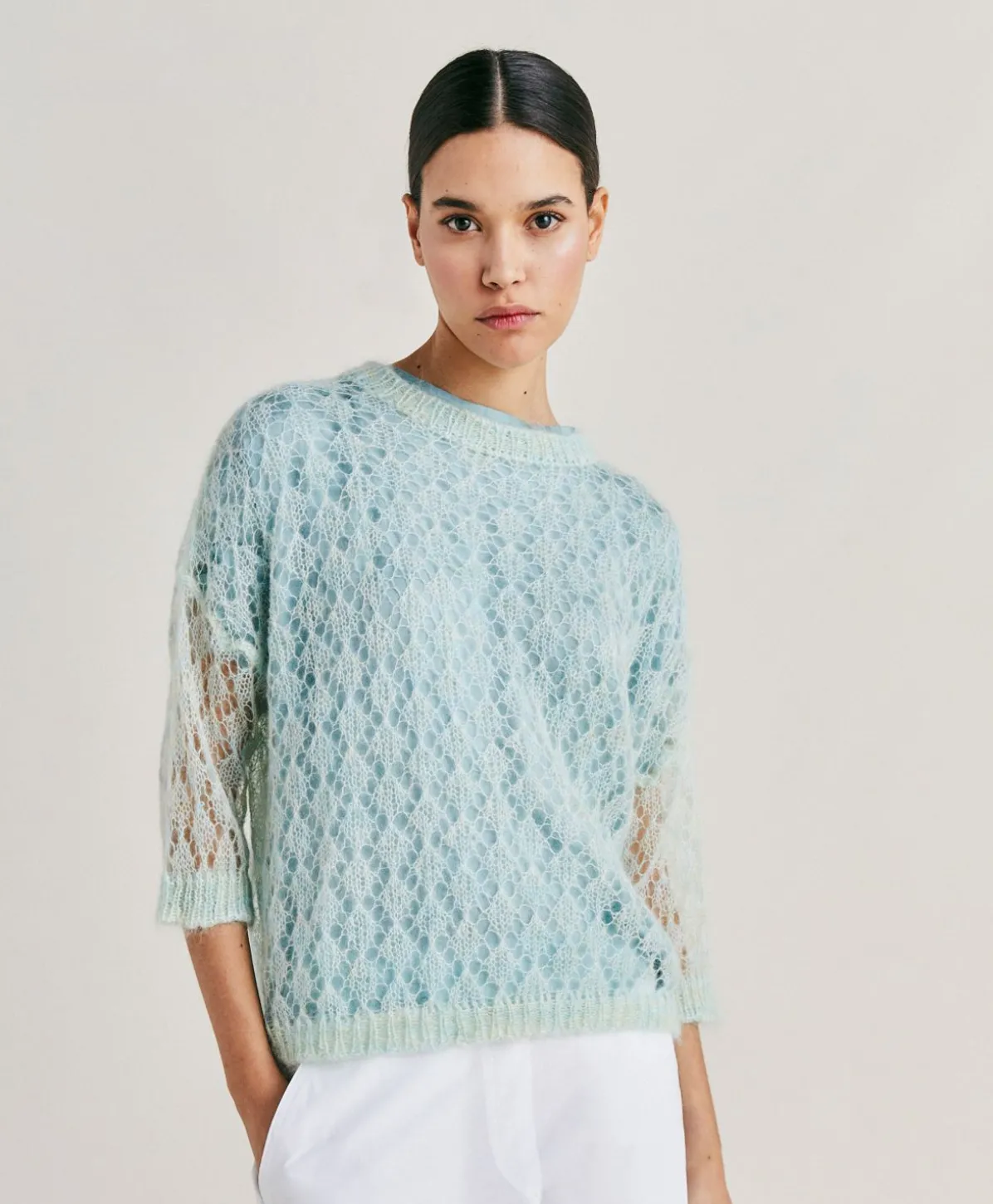 Pull Campanula En Mohair Doux - Turquoise