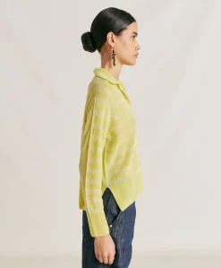 Pull Egide Perlata Raye Lurex - Citron Vert