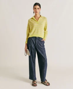 Pull Egide Perlata Raye Lurex - Citron Vert