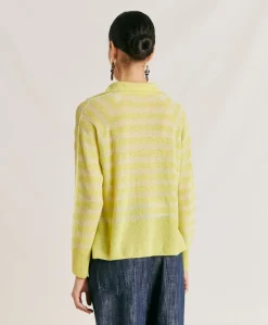 Pull Egide Perlata Raye Lurex - Citron Vert