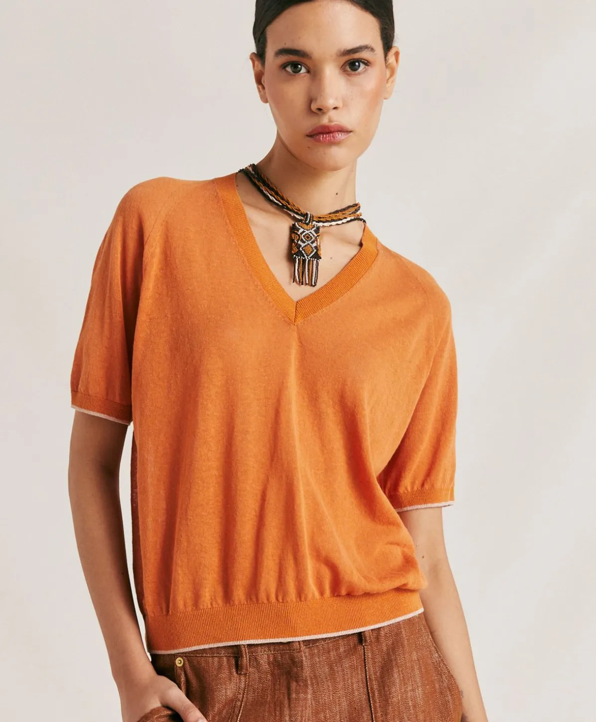 Pull En Lin Edie - Orange