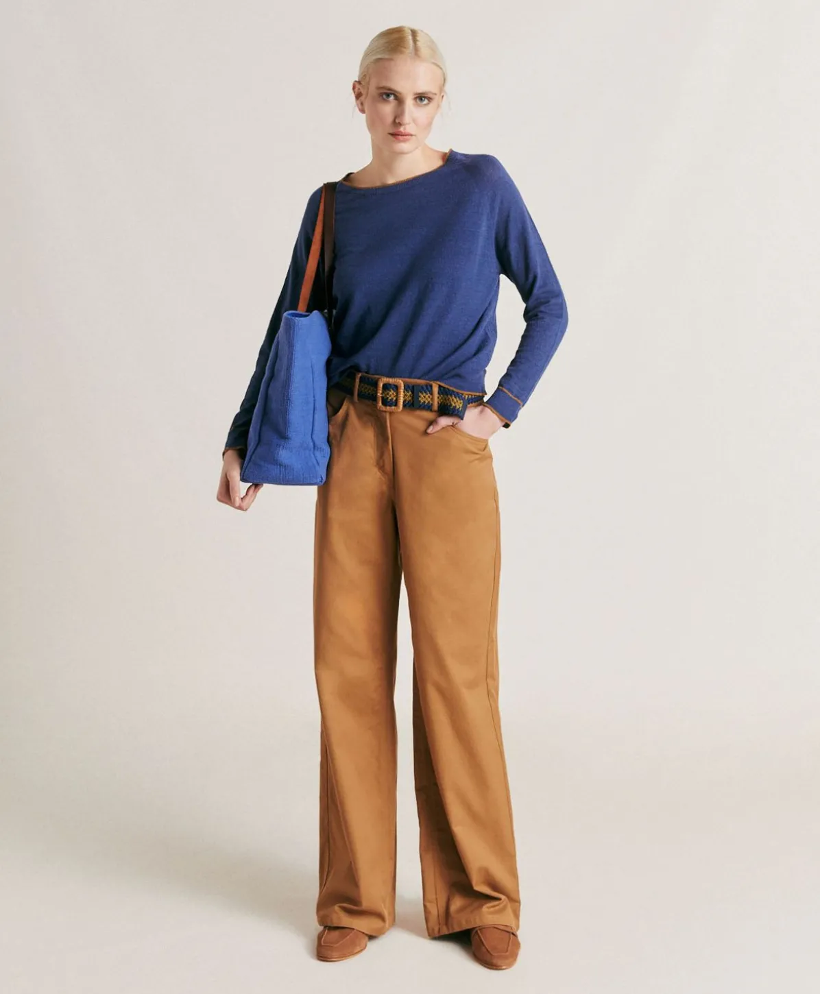 Pull En Lin Stretch Rio - Bleu