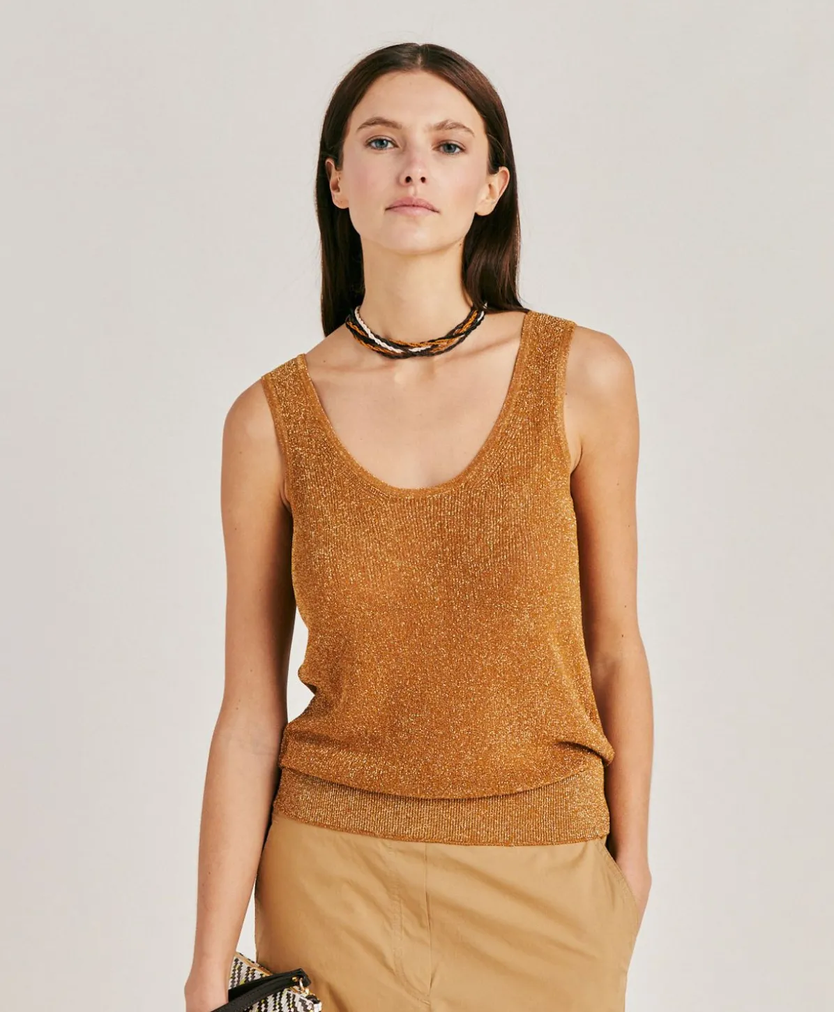 Pull Liccia Nacre Lurex - Caramel