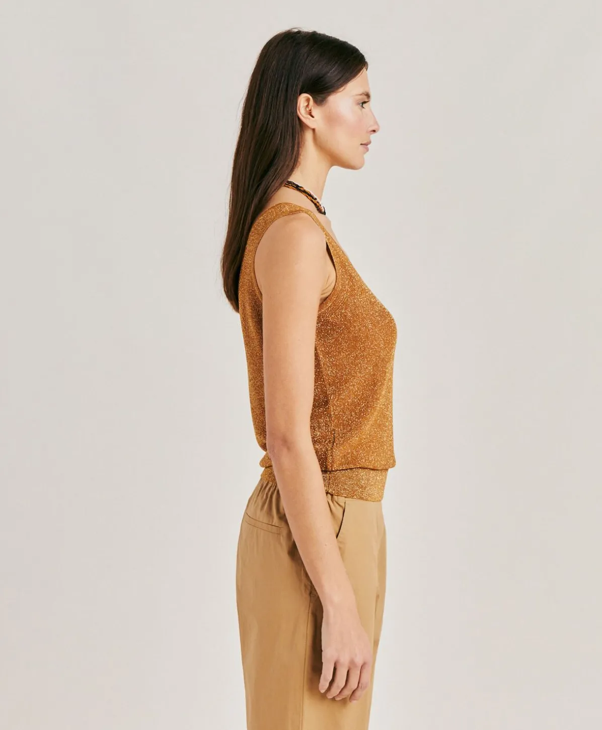 Pull Liccia Nacre Lurex - Caramel
