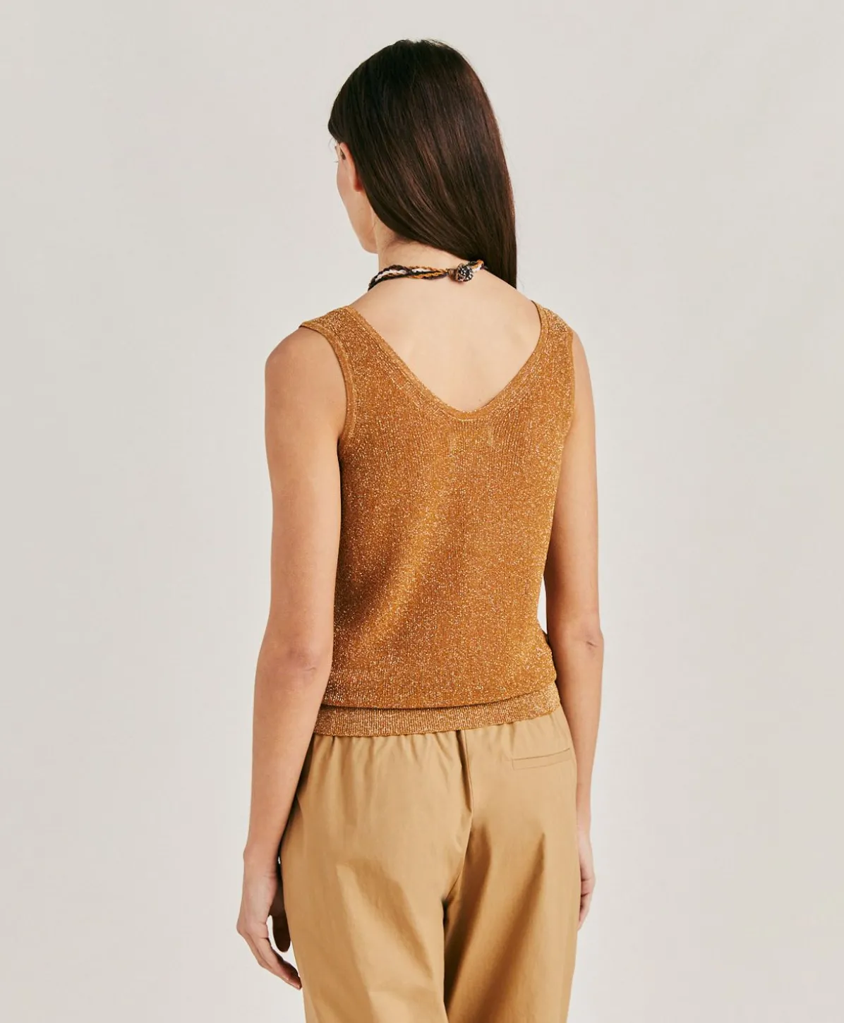 Pull Liccia Nacre Lurex - Caramel