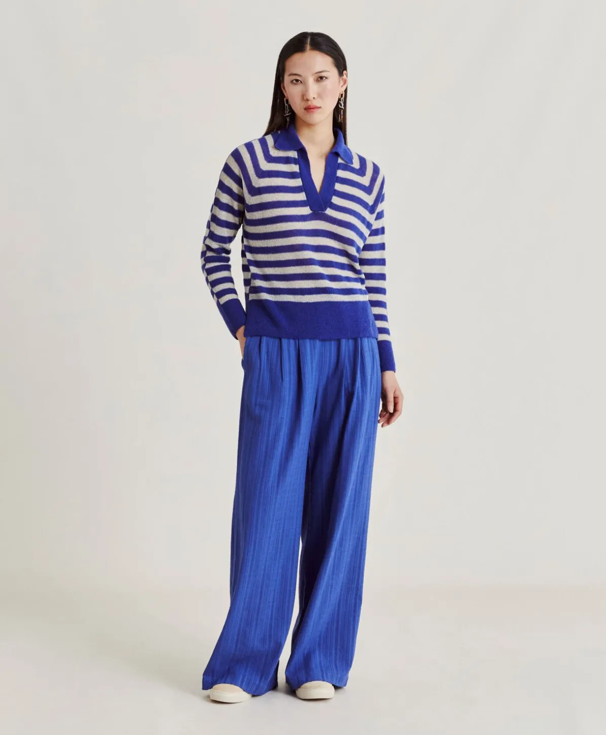 Pull Raye Lurex Perle Egide - Bluette