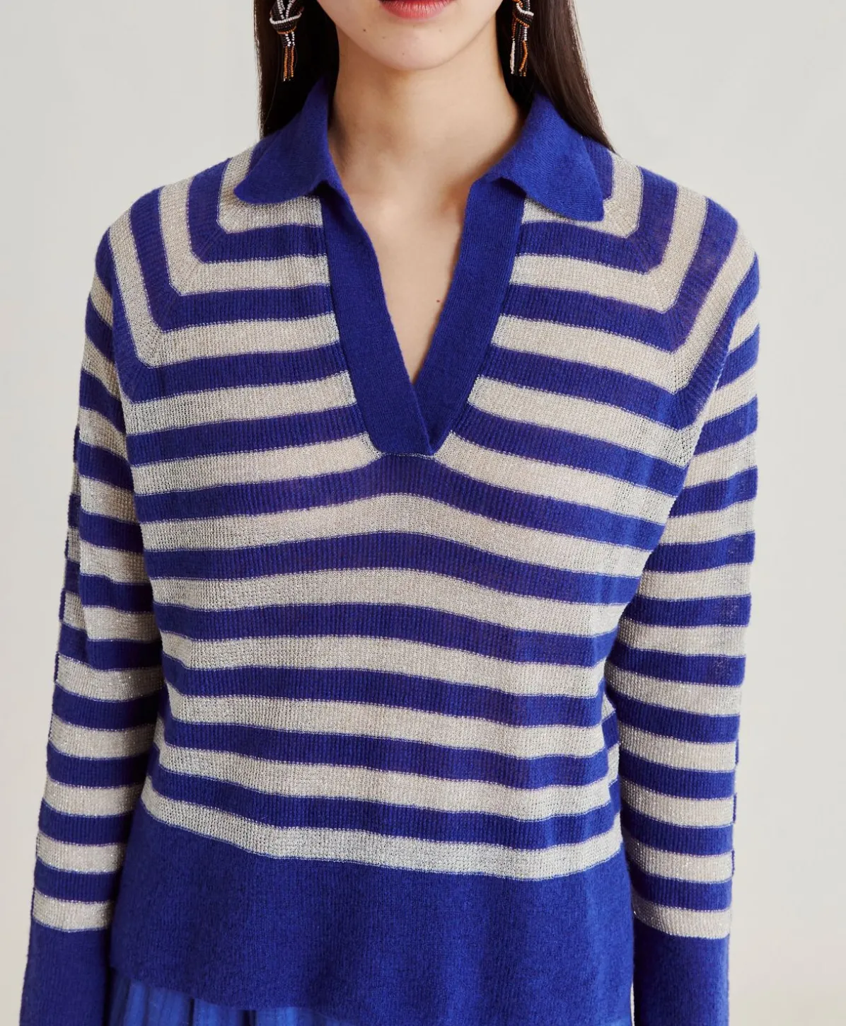 Pull Raye Lurex Perle Egide - Bluette
