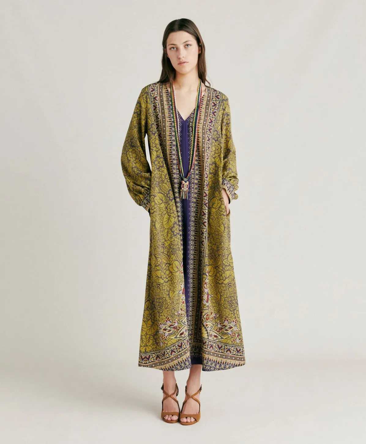 Robe Adelma Crepe De Chine - Bleu Multicolore