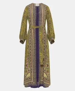 Robe Adelma Crepe De Chine - Bleu Multicolore