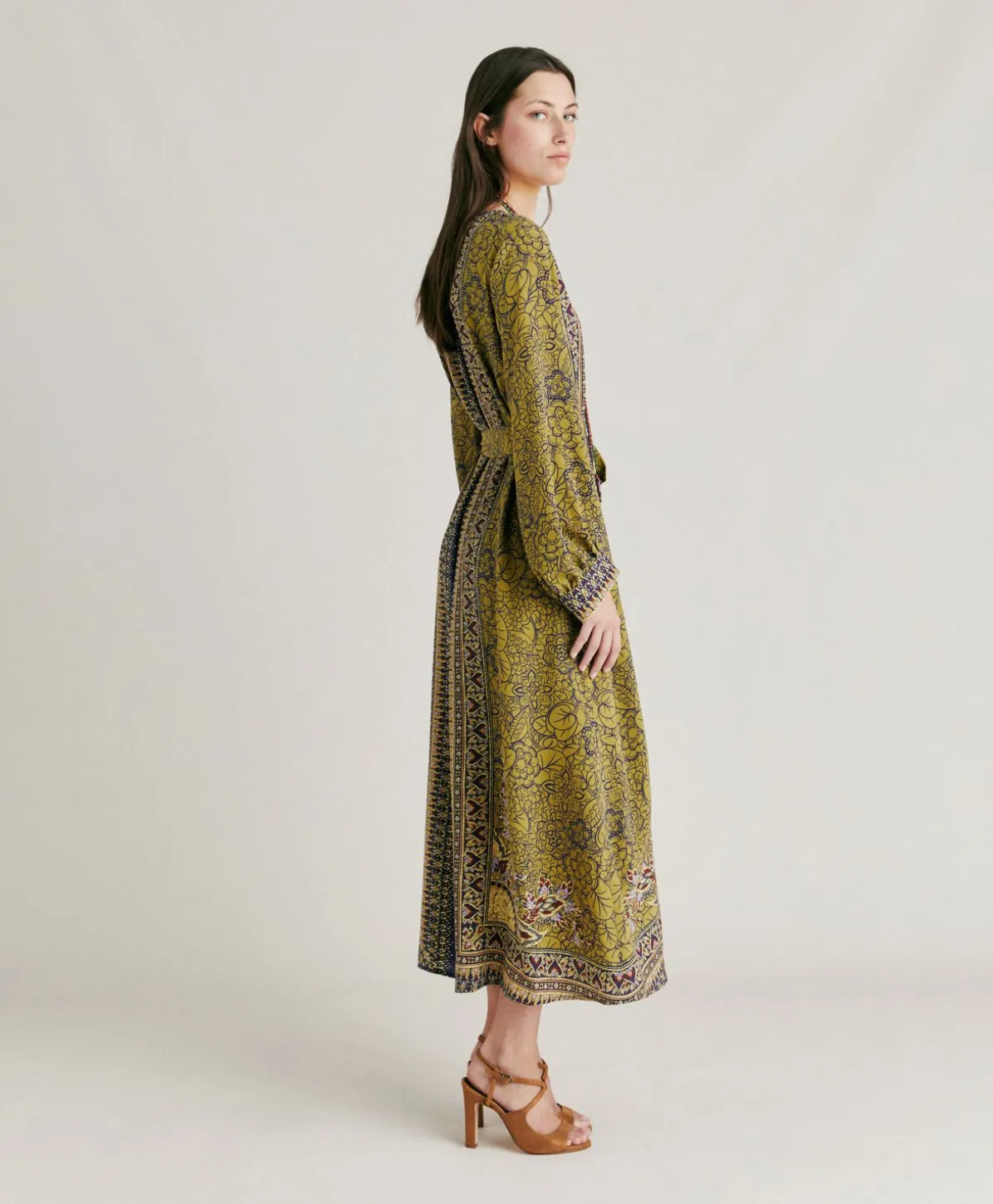Robe Adelma Crepe De Chine - Bleu Multicolore