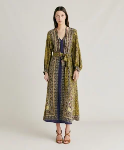 Robe Adelma Crepe De Chine - Bleu Multicolore