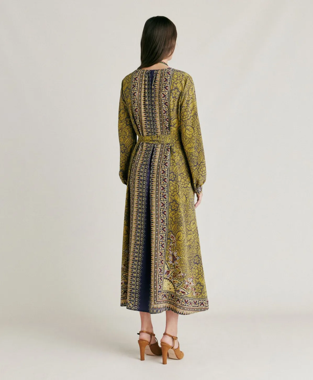 Robe Adelma Crepe De Chine - Bleu Multicolore