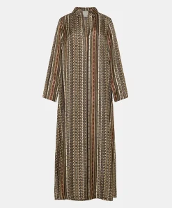 Robe Aligusta En Serge De Soie - Noir Multicolore