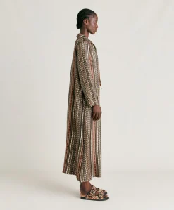 Robe Aligusta En Serge De Soie - Noir Multicolore