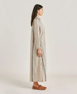 Robe Aligusta En Serge De Soie - Sable Multicolore