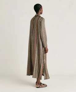 Robe Aligusta En Serge De Soie - Noir Multicolore