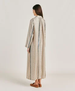 Robe Aligusta En Serge De Soie - Sable Multicolore