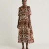 Robe Altamura En Lin Viscose - Cacao Multicolore